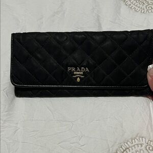 PRADA Quilted Black fold over Wallet authentic COA is available